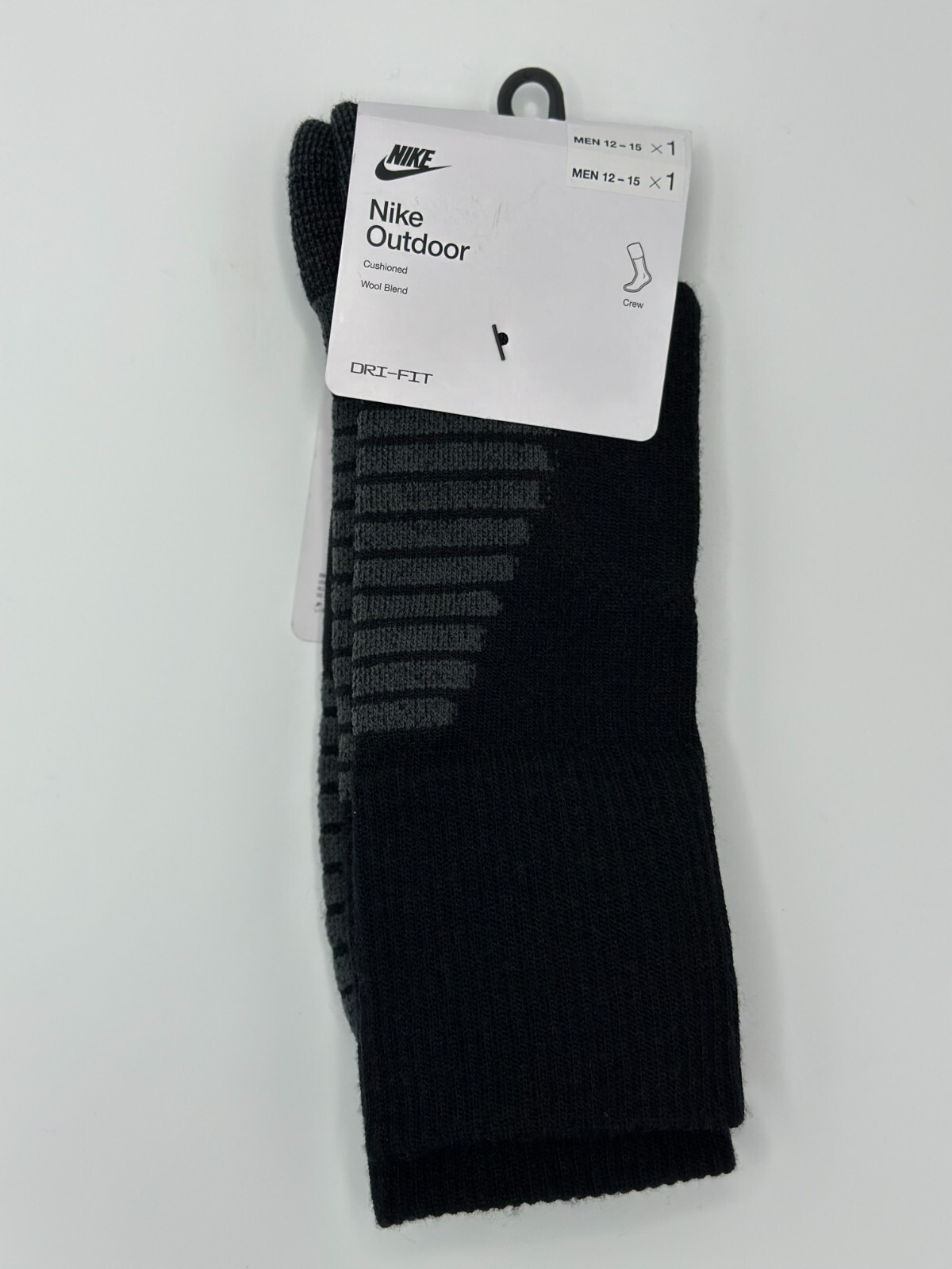 Nike Crew Socks Men's Size XL (M 12-15) Outdoor Wool Blend Cushioned DQ6450-010-image