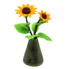 Dolls House Yellow Sunflowers in Vase Flower Display Miniature Decor Accessory