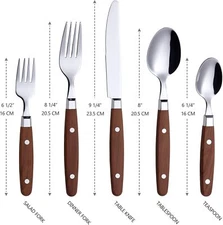 Silverware Set of 20 Stainless Steel Flatware with Colored Handle Rivets