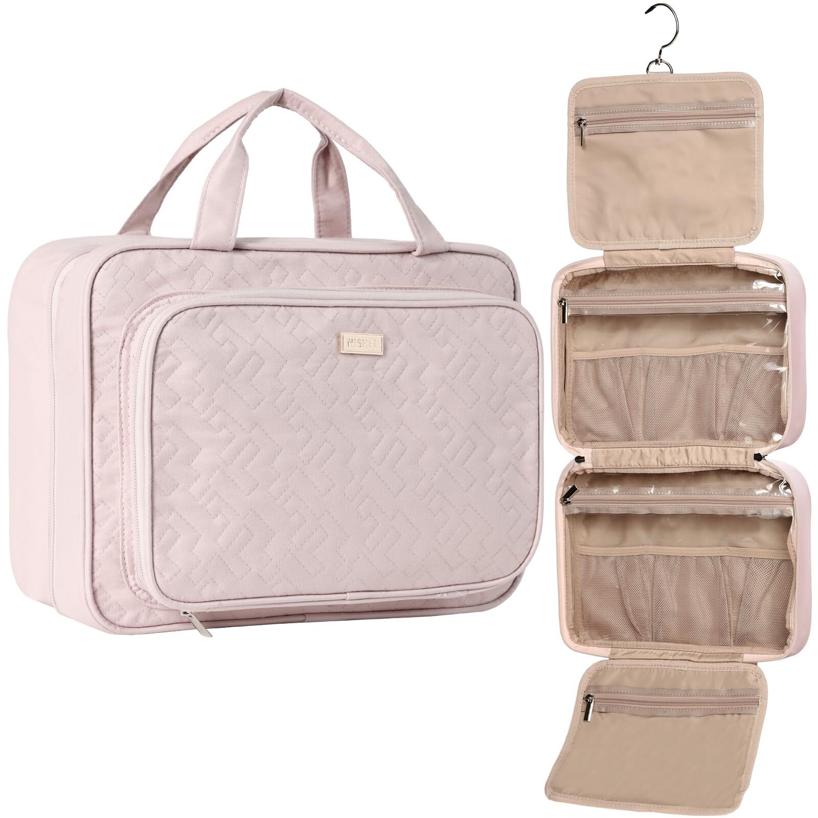 Compact Hanging Travel Toiletry Bag with Visible Makeup Organizer for Convenient Journeys