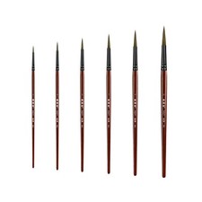 XDT 941 Round Tip Art Brush 6 Pc 1 3 5 7 9 11 Set SableMixed Acrylic Watercolor
