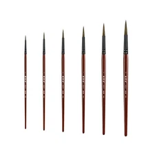 XDT#941 Round Tip Art Brush 6 Pc #1#3#5#7#9#11 Set SableMixed Acrylic Watercolor
