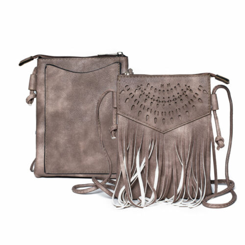 Borsa da donna borsa a tracolla crossover borsa a tracolla etnica frange modello ritaglio - Foto 7 di 11