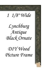 DIY CUSTOM CUT 1 1/8" Lynchburg Antique Black Ornate Wood Picture Frame Moulding