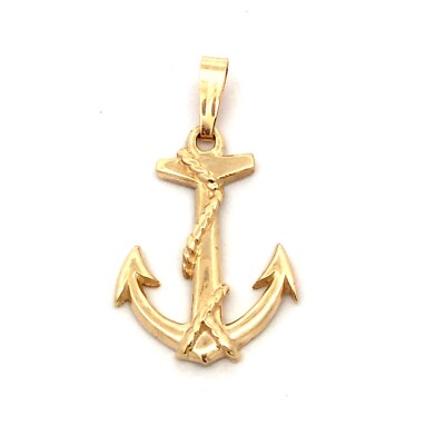 14K 3D Anker Nautical Navy Marine-Anhänger aus gelbem Gold