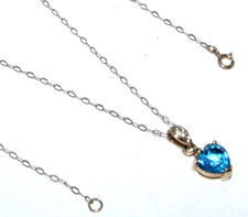 Donna 9ct Oro Giallo Cuore Ciondolo Set con Un Topazio + Diamanti su Cavo Catena