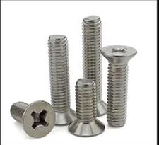Stainless Steel Flat Head Phillips Machine Screws #10-24 x 1" Qty-50