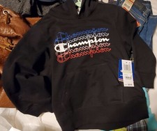 Champion Boys Black Authentic Athlecticwear Sweatshirt Hooded Size 4