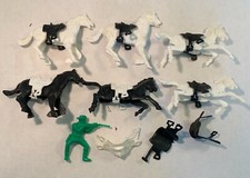 Horses saddles scarce lot Plastic Wild West Cowboy Figure 1960s vintage playset