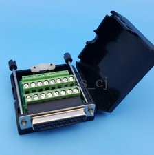 DB25 D-SUB Female 25Pin Plug Terminals Black Cover Screw Solderless Connector-