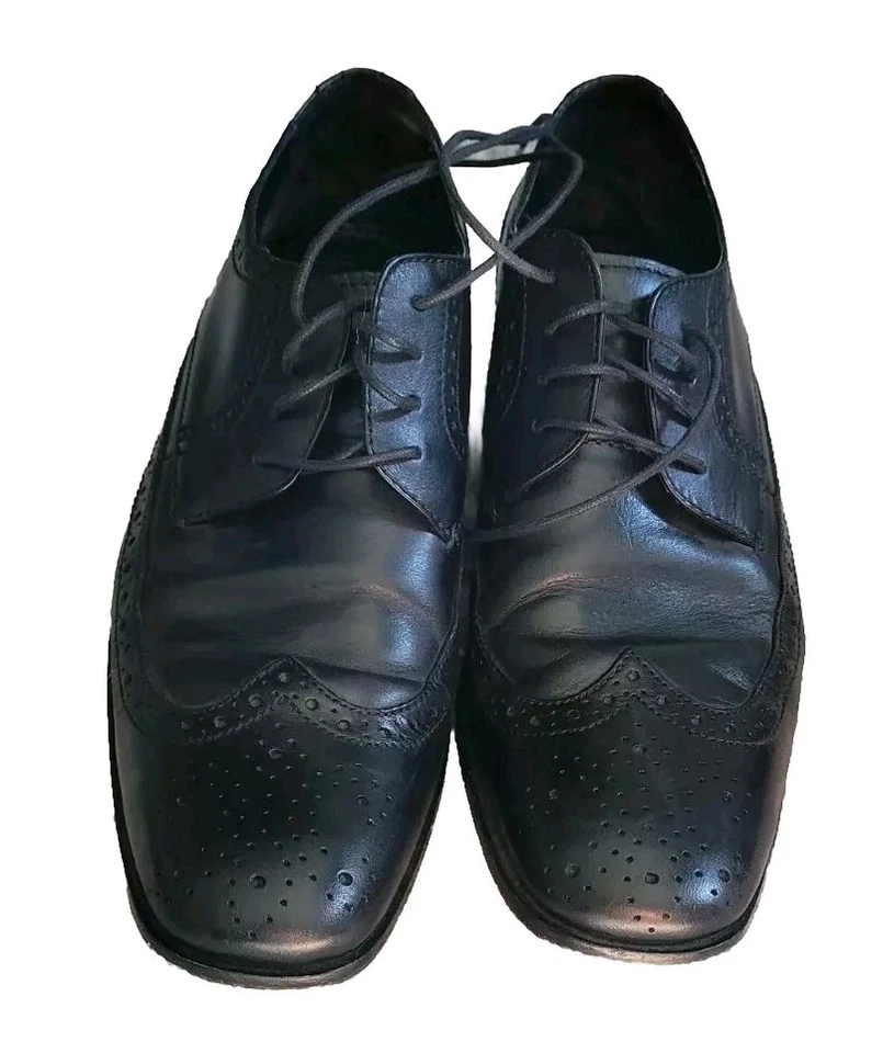 PARA HOMBRES TALLA 10, Bostoniano Zapato de Vestir Oxford Cuero Mora Con Cordones Foto 2 de 3