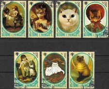 Timbres Chats Arts Tableaux St Thomas et Prince 664/670 o (71664EQ)