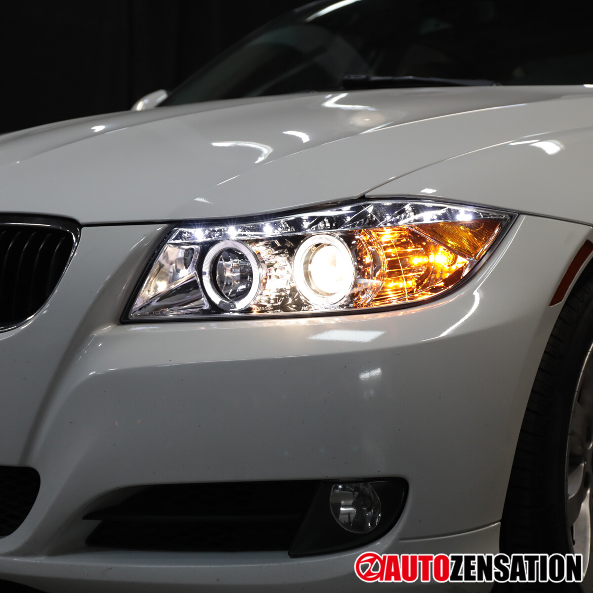 Fit 2006 2007 2008 BMW E90 325i 328i 330i Halo Projector Headlights+LED ...