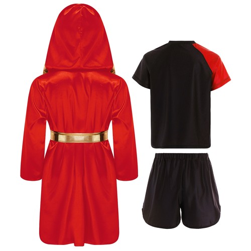 Kids Boys Boxing Costume Exercise Cloak Robe With Belt T-shirt And Shorts Gym - Picture 66 of 87
