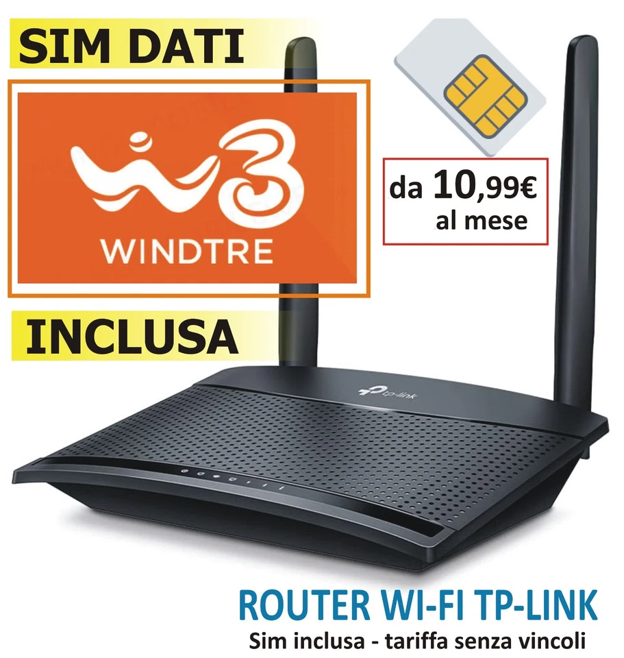 Router Wifi 4G Tp-Link con SIM DATI INCLUSA e tariffa da 10,99€ al mese