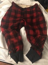 Vtge Men's Wool Hunting Cuffed Pants BUFFALO Plaid W/button Fly/belt Loops/RARE