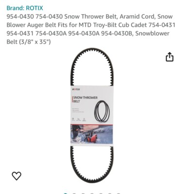 #ad #ad Snow Thrower Belt 954 0430 Aramid Cord MTD Troy Built Cub Cadet 3 8quot; x 35quot; $2.47