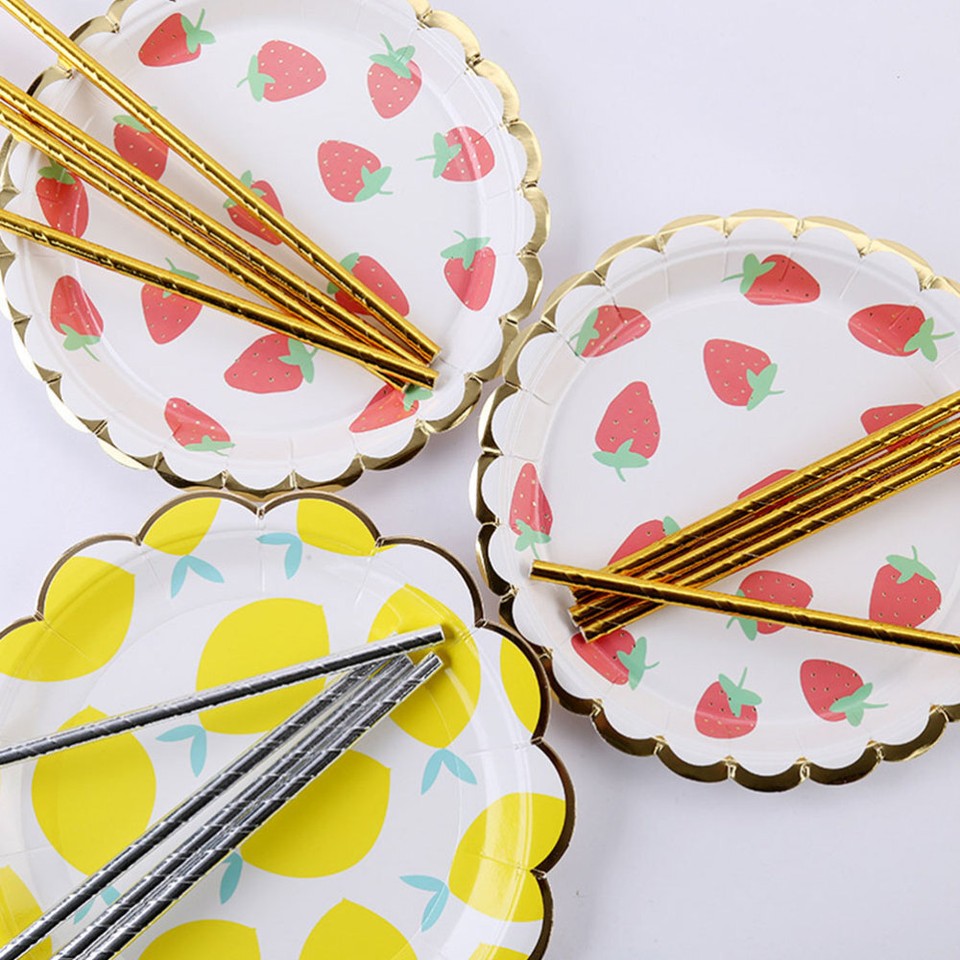 20 Pcs Lemon Paper Plate Fruit Paper Tableware Dinner Dessert Paper
