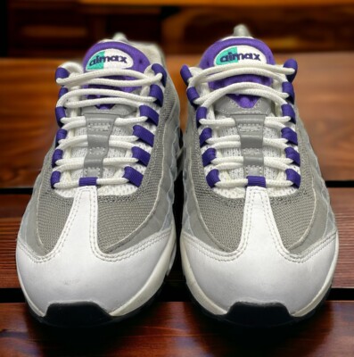 Nike Air Max 95 10.5 グレー/ホワイト/パープル Nike AirMax 95 Grapes White Gray Classic OG Run Shoes Womens Size