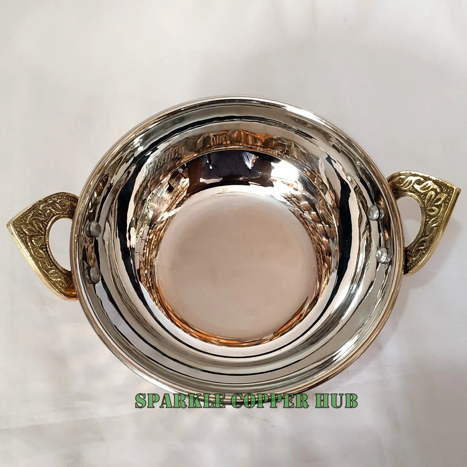 Stainless Steel & Copper Food Serving Wok, serving Dish 500 ML Hotel & Home Use - Image 2 of 4