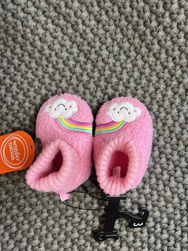 NEW Wonder Nation Baby Girl Pink Rainbow Slip On Bootie Slippers Size 3 - Picture 5 of 7
