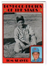 1972 Topps #347 Tom Seaver, Boyhood Photo of the Stars, New York Mets