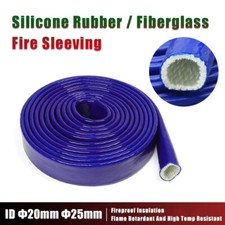 Silicone/Fiberglass Fire Sleeving High Temp Insulation Sleeve 20mm 25mm Blue