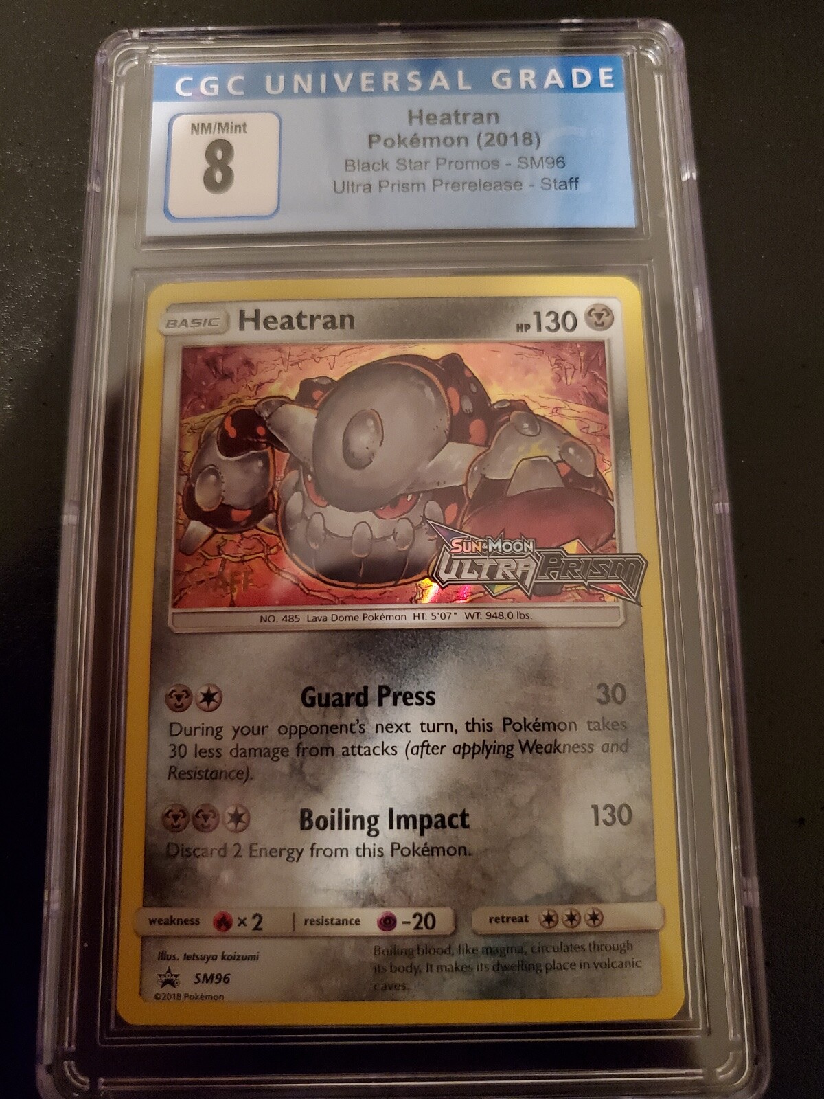 CGC 8 Heatran ultra prism staff prerelease promo *VERY RARE* POP 3 #SM96