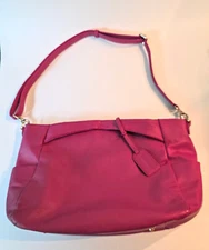 DuDu Flamingo Pink Leather Shouder Crossbody Bag Purse Italy