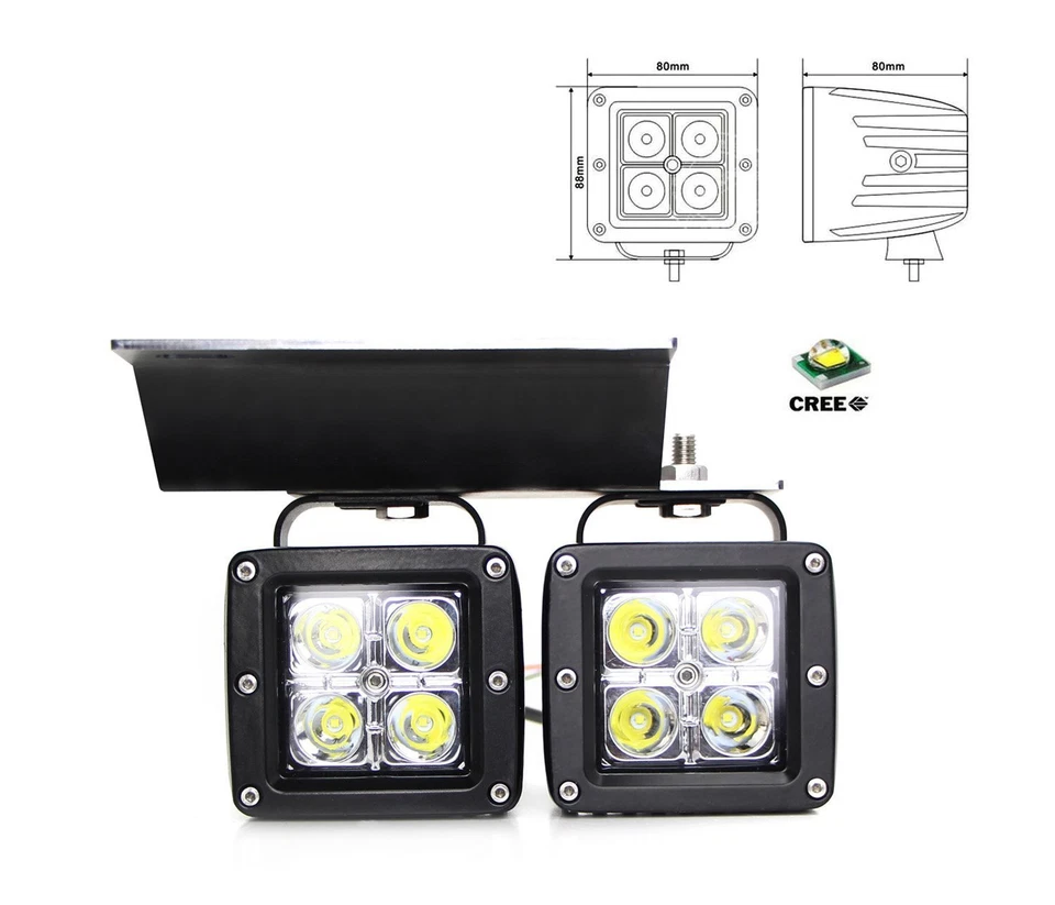 80W Dual LED Pods w/ Foglight Bracket/Wirings For Avalanche Silverado 1500 2500 — 第 2/4 张图片