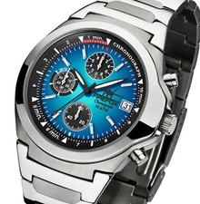 FIREFOX Chronograph CLASSIC Herrenuhr Edelstahl sunray türkis 10 ATM wasserdicht