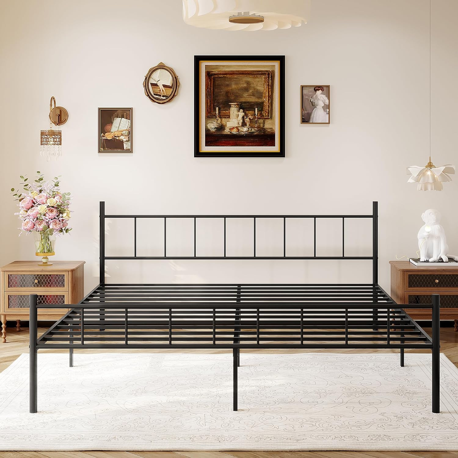 METAL Bed Frame,Classic Steel NO Squeak Headboard Easy Assem