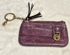 Juicy Couture Y2K Small Coin Purse/Zipper Card Holder Plum Leather w/Gold Accent