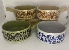4 Chili Bowl Soup Mug Set Speckled  Stoneware Stackable Japan NOS