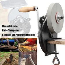 6” Hand Grinder Bench Mount Hand Crank Grinder Sharpener Tool Knives Sharpener