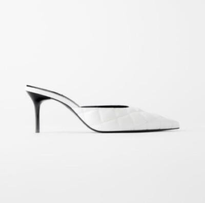 ※まっばら ZARA STYLISH BEADED HEELED SANDALS SILVER SZ US 8 EUR 39 NEW