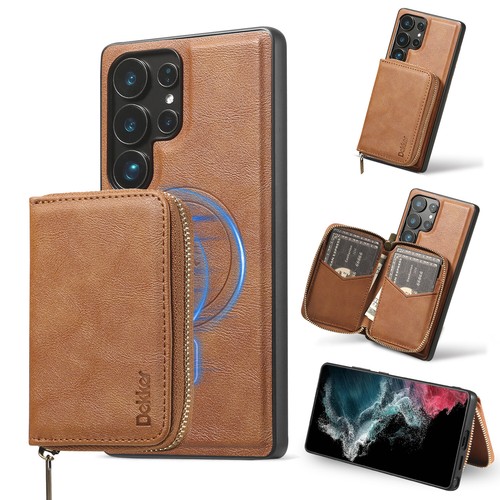 Zipper 2in1 Mag Safe Magnetic Wallet Case For Samsung Galaxy S25 S24 Ultra S23 - Picture 2 of 18