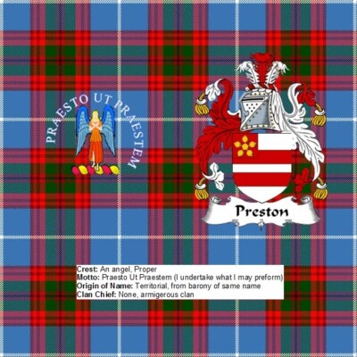 Scottish Clan Crest Preston Rock Slate 14cm x 14cm Top Qualität Schiefer