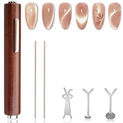 3 In 1 Cat Eye Nagel Magnet Set, Vielseitiges Nagelwerkzeug Mit Holzgriff, Herz