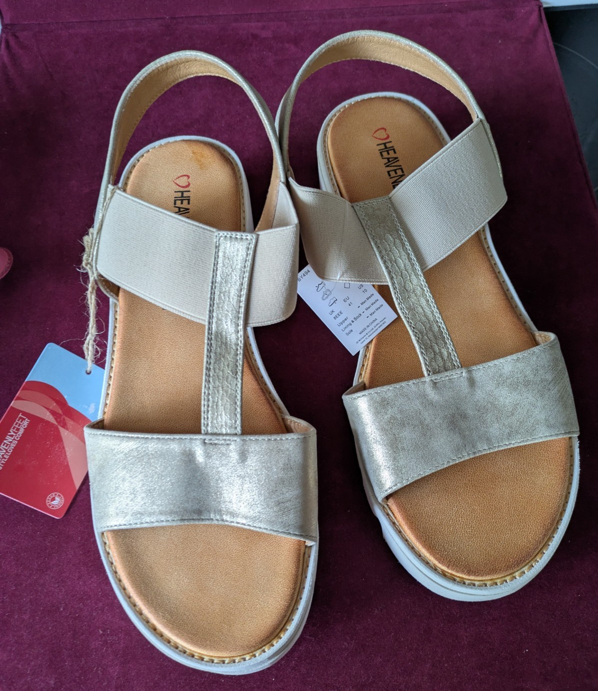 Sandalias Heavenly Feet Gruesas Ritz Verano Oro Rosa Zapatos Talla 8EEE NUEVAS CON ETIQUETAS PRECIO DE VENTA SUGERIDO POR EL FABRICANTE 29 £
