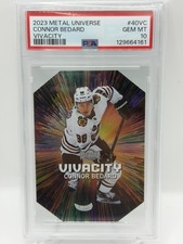 2023-24 Skybox Metal Universe Hockey #40VC Connor Bedard Vivacity RC PSA 10 RARE