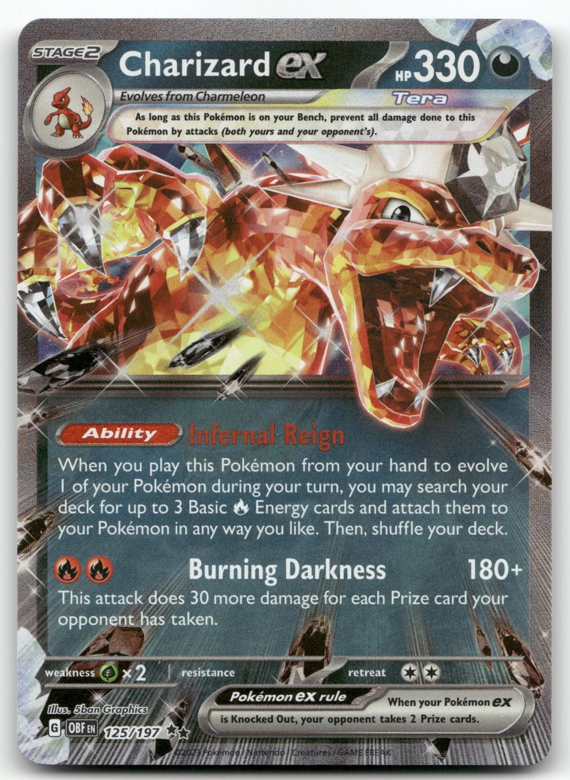 Charizard ex 125/197 Double Rare Obsidian Flames Pokemon Holo Near Mint