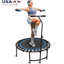 Portable Fitness Trampoline Adjustable T-Bar Low Impact Rebounder Bungee System