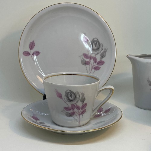 Set da tè floreale cinese vintage - set 2 x TRIOS e CREMA E ZUCCHERIERA - Foto 3 di 10