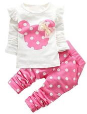 Cute Toddler Baby Girls Clothes Set Long Sleeve T-Shirt and Pants Kids 2pcs O...