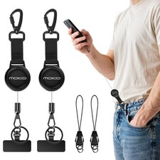 Phone Lanyard Retractable Steel Anti theft Locking Carabiner Black MoKo Tether