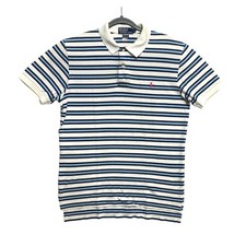 Polo Ralph Lauren Polo Shirt Mens M Short Sleeve Striped Blue White Cotton
