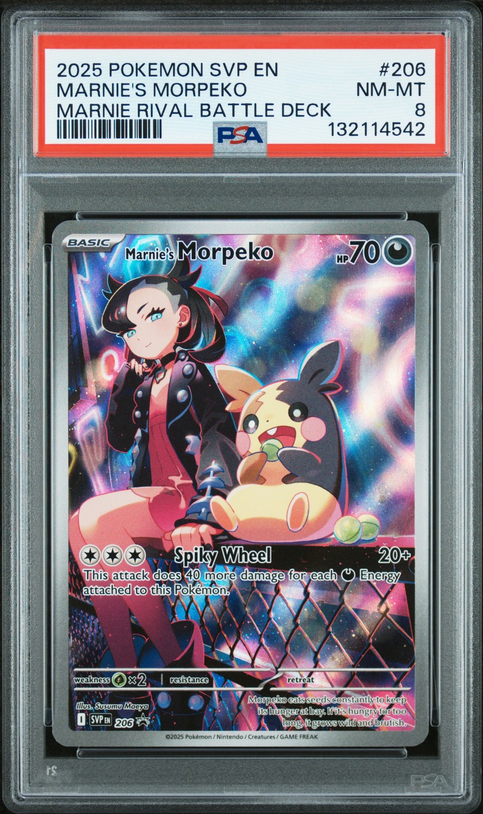 2025 POKEMON SVP EN-SV BLACK STAR PROMO #206 MARNIE'S MORPEKO PSA 8