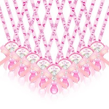 Remuuly 60 Pink Elephant Baby Shower Pacifier Necklaces Acrylic Charms