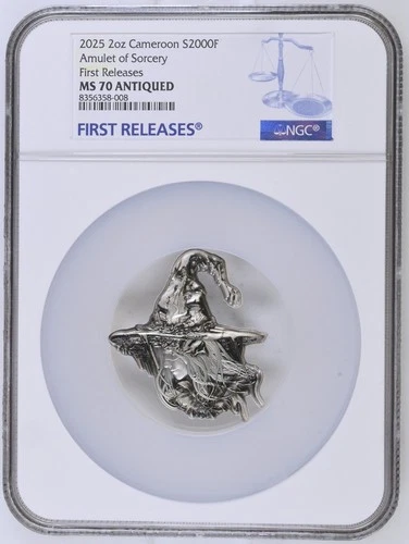 2025 2oz Cameroon Amulet of Sorcery NGC MS70 Antiqued First Releases